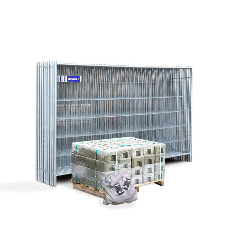 1 - Bauzäune Profi Bauzaun-Set (11 Kg) - Inklusive Verbindungsschellen & Betonfüßen